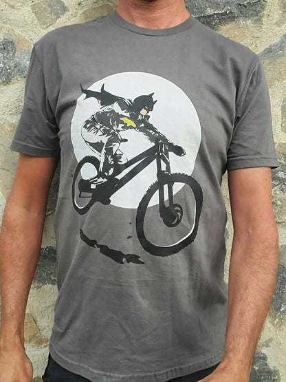 Batman Riding a Bat-Mountain Bike Bicycle T-Shirt - Geeks'n'Gears - bicycle bike biking