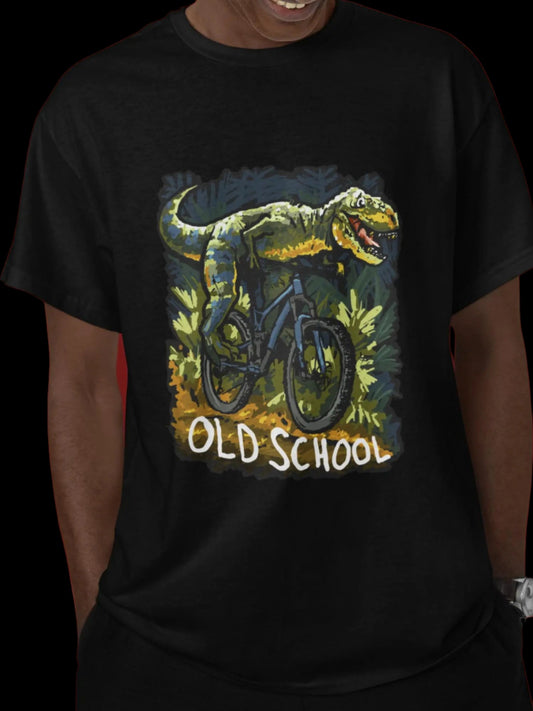 Old School Dinosaur on Mountain Bike T-shirt
