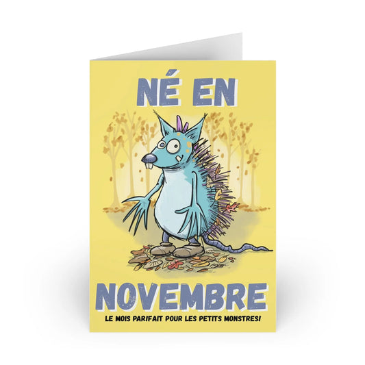 November Birthday Greeting Cards - Perfect for Little Monsters (1 or 10-Pcs)