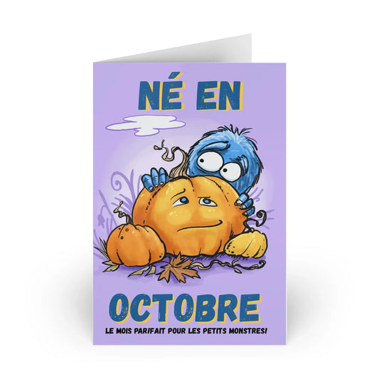 October Monster Greeting Cards - 1 or 10 Pack for Halloween Celebrations