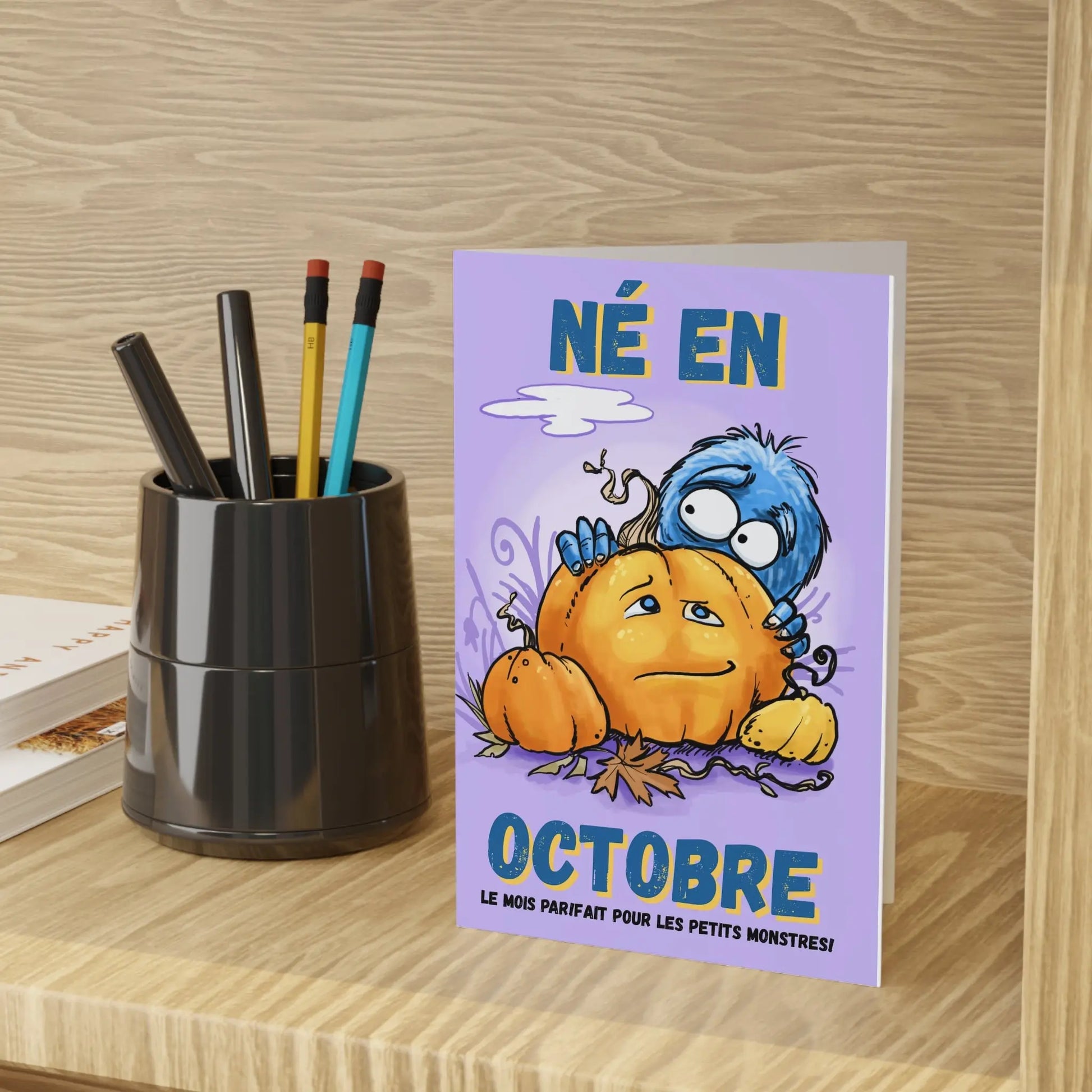 October Monster Greeting Cards - 1 or 10 Pack for Halloween Celebrations