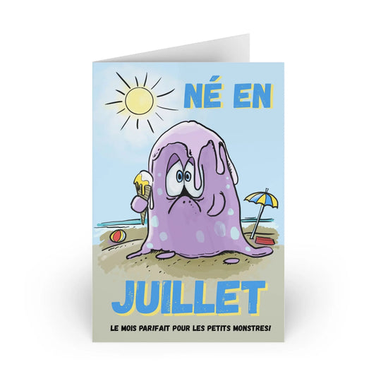 Playful Birthday Greeting Cards Set, Cute Card for Kids, July Birthday, Fun Monster Design, Humorous Note, Kids Birthday Gift