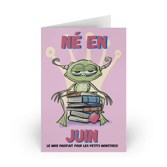 Playful June Birthday Greeting Cards - Fun Art for Kids, Celebration Cards, Notes for Friends, Cute Monster Theme