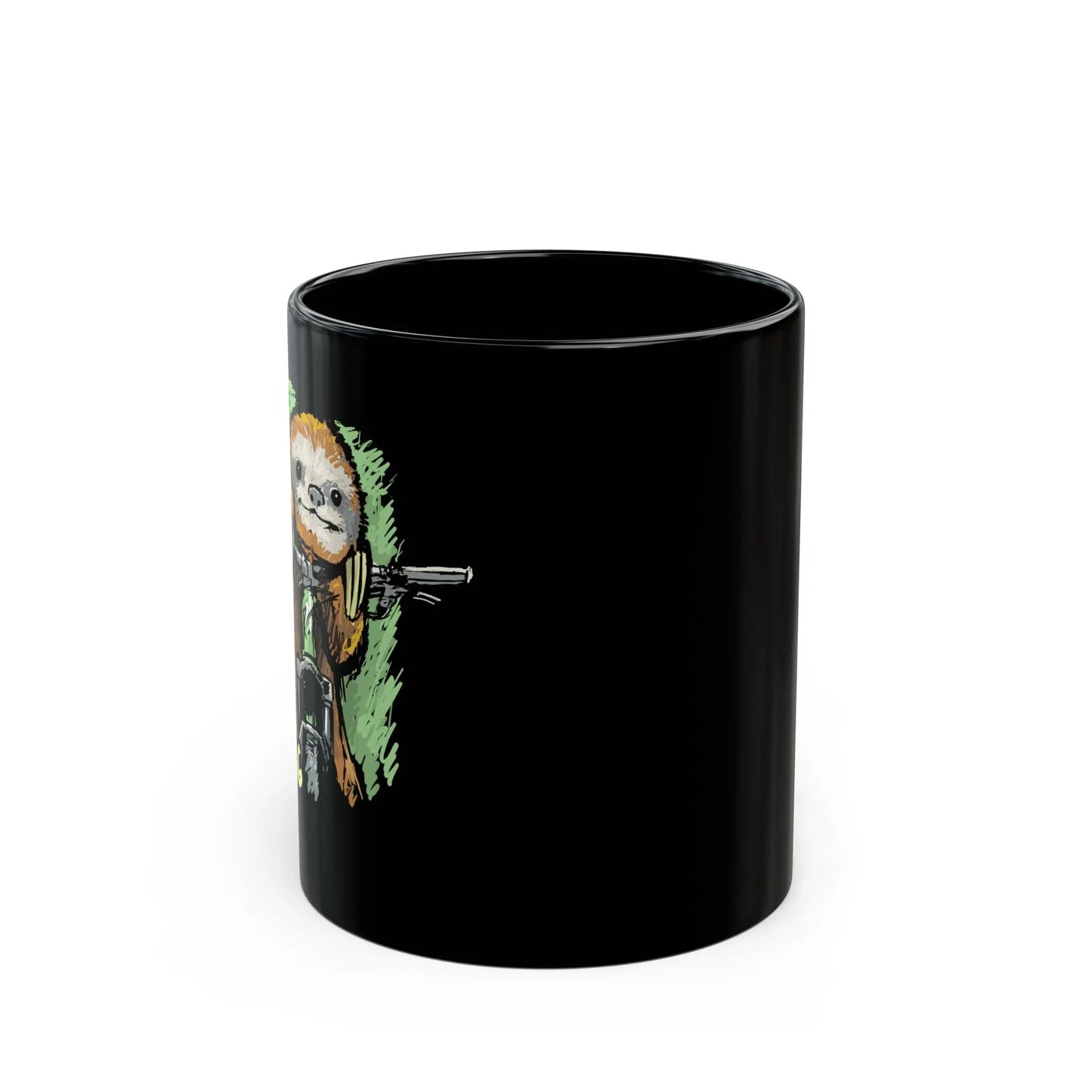 Slow-Riding Sloth on a Mountain Bike Black Mug