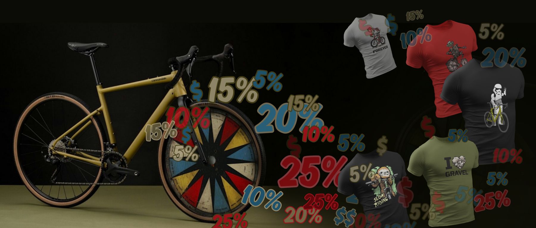Spin the Wheel to win. Instante rebate + Free bicycle t-shirts